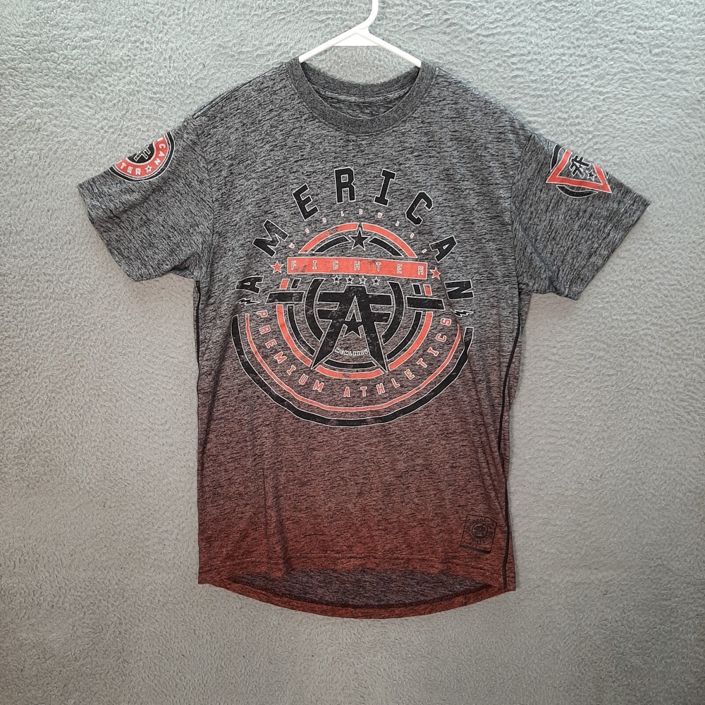 American Fighter Shirt Womens Medium Gray Pink Ombre Motorcycle Biker Rockabilly